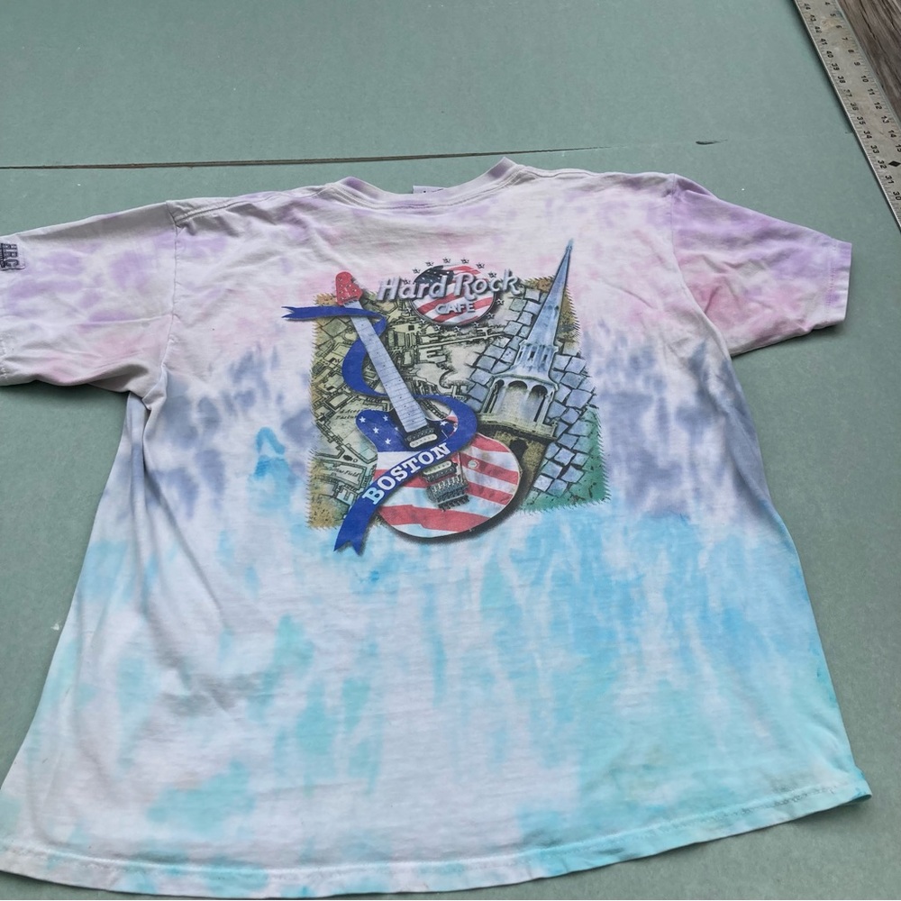 Vintage 90s Hard Rock Cafe Boston telecaster tie dye tee size XL made in USA
